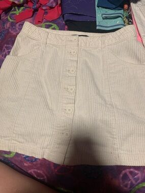 Forever 21 Cream Corduroy Button-Front Mini Skirt
